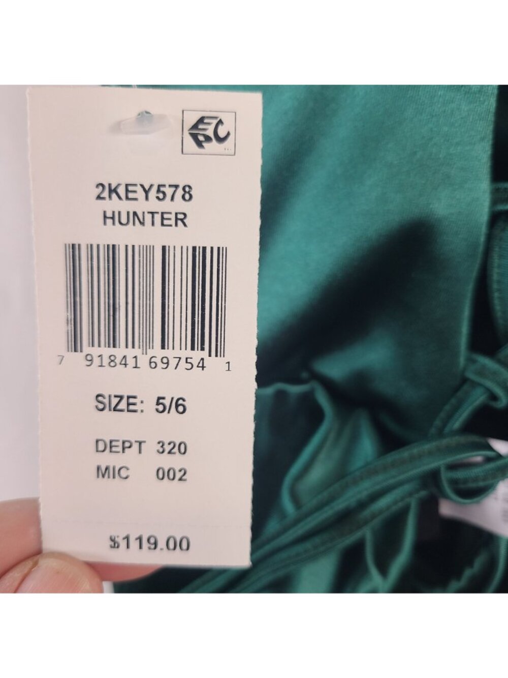 NEW B Darlin Green Satin Ruched Maxi Dress Spaghetti Straps Lace-Up Back Sz 5/6 - Picture 11 of 11